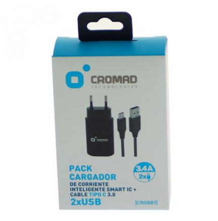 Pack Cargador de Corriente 3.4A + Cable TIPO C 3.0 CROMAD